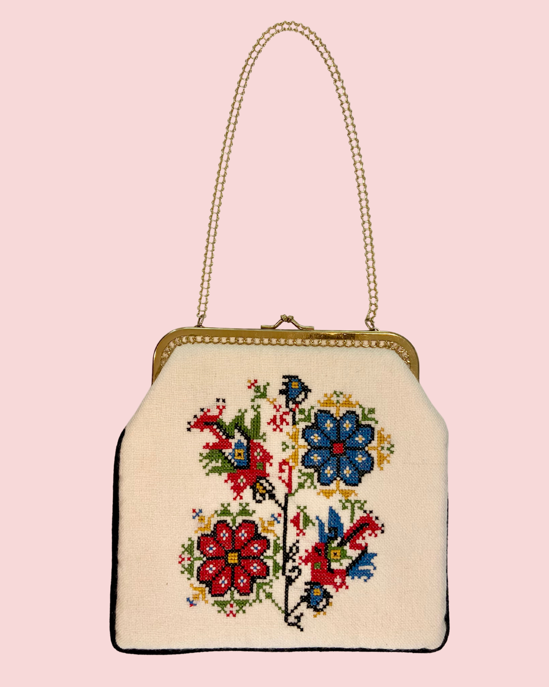 1960's Japanese Glass Seed Bead Clutch with Chain