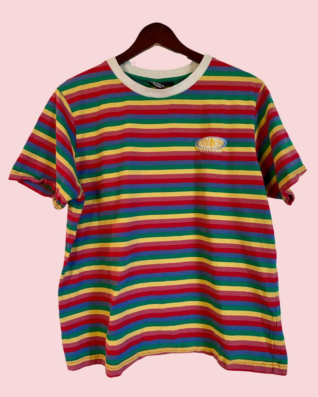 Santa Cruz Skateboards Striped Embroidered T-shirt