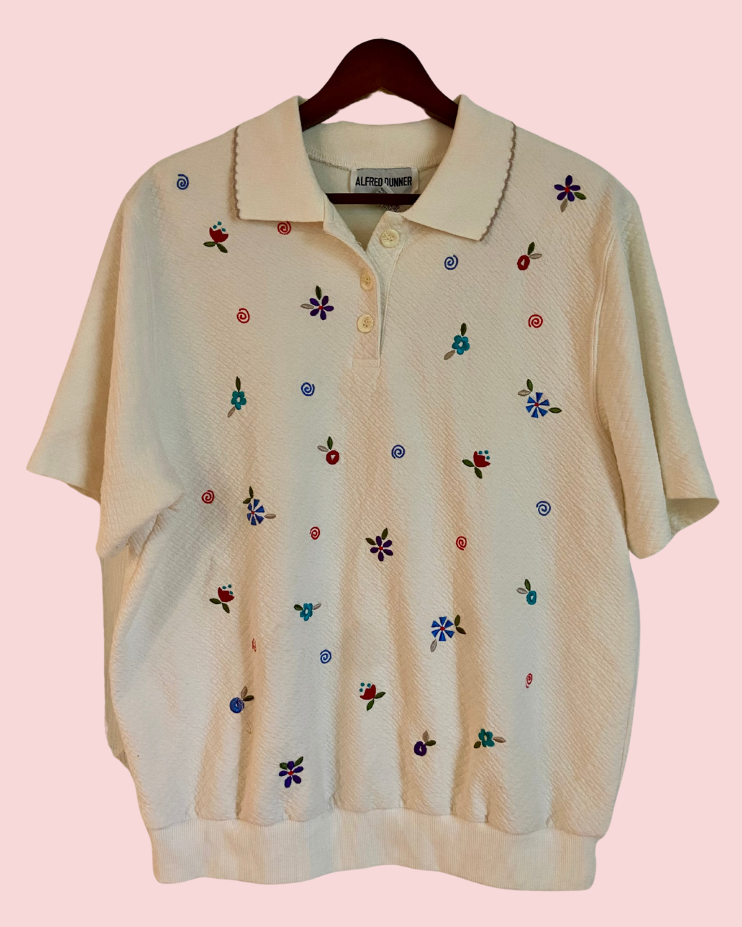 Alfred Dunner Floral Embroidered Polo Women's Top