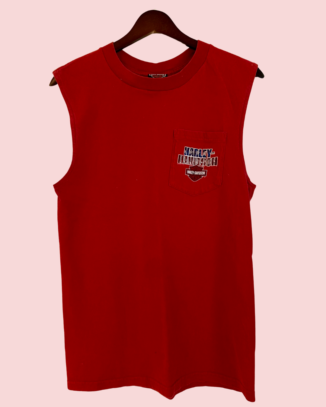 Red Big Barn Harley Davidson of Des Moines Indiana Tank Top Pocket T-Shirt