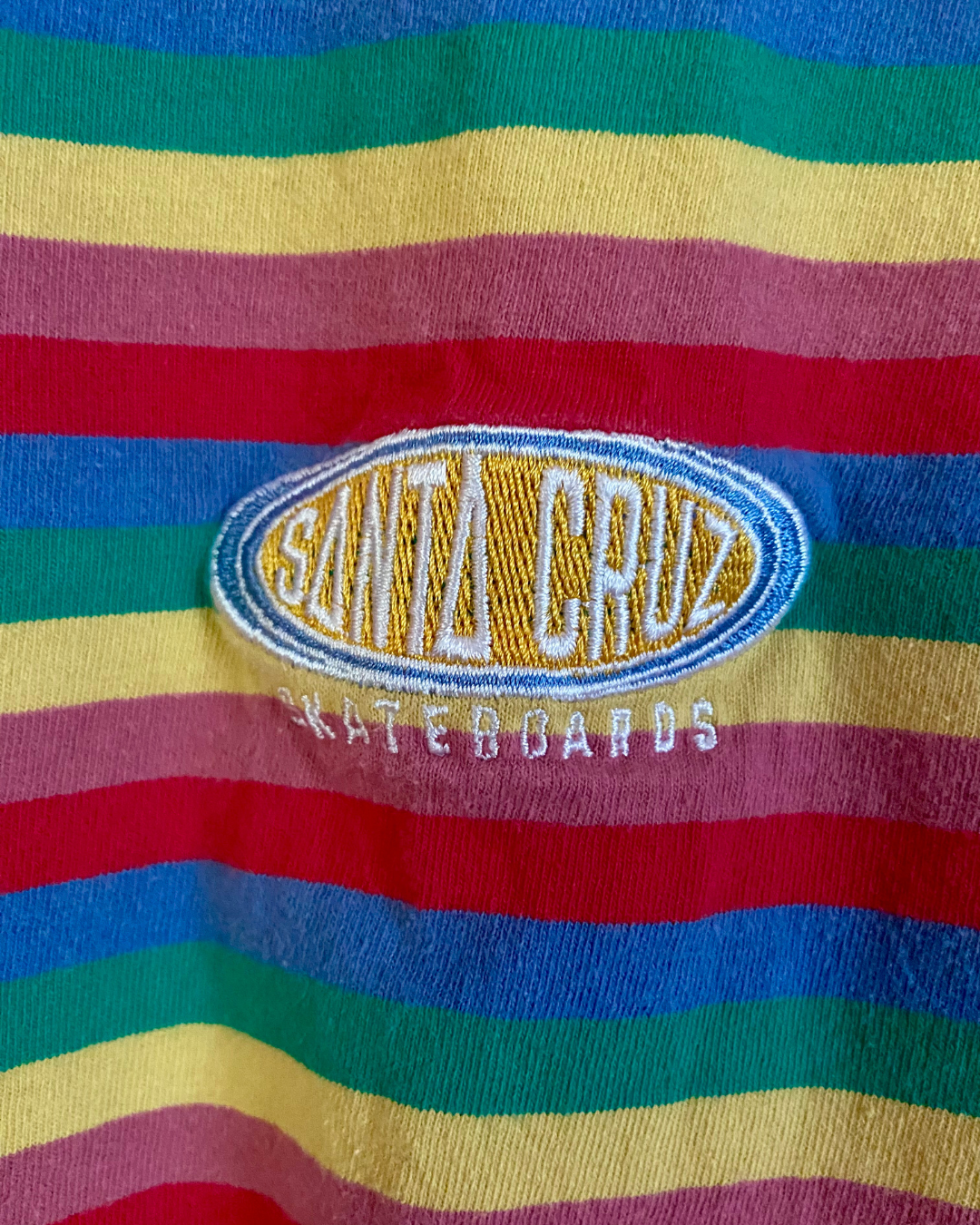 Santa Cruz Skateboards Striped Embroidered T-shirt