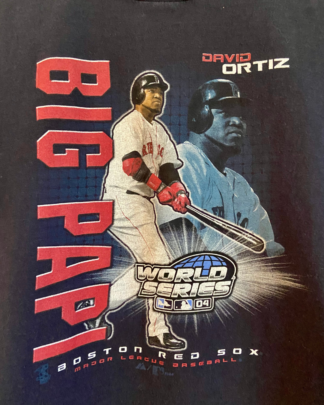 David Ortiz Big Papi World Series 2004 Dark Blue Graphic T-Shirt