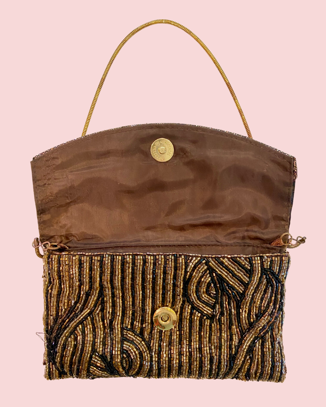 Jessica McClintock Beaded Clutch with Satin Lining and Chain