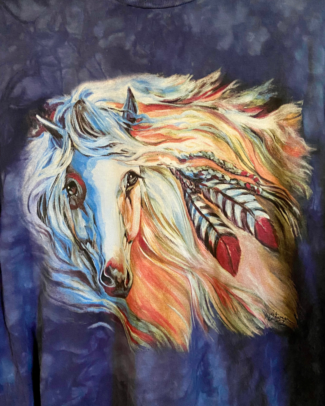 Painted Horse Tie Dye Long Sleeve T-Shirt