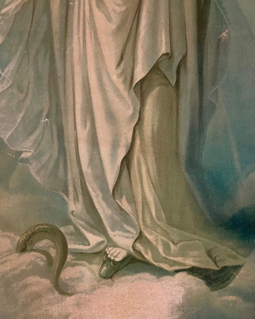 Vintage Large Framed Painting of Holy Virgin Mother Mary