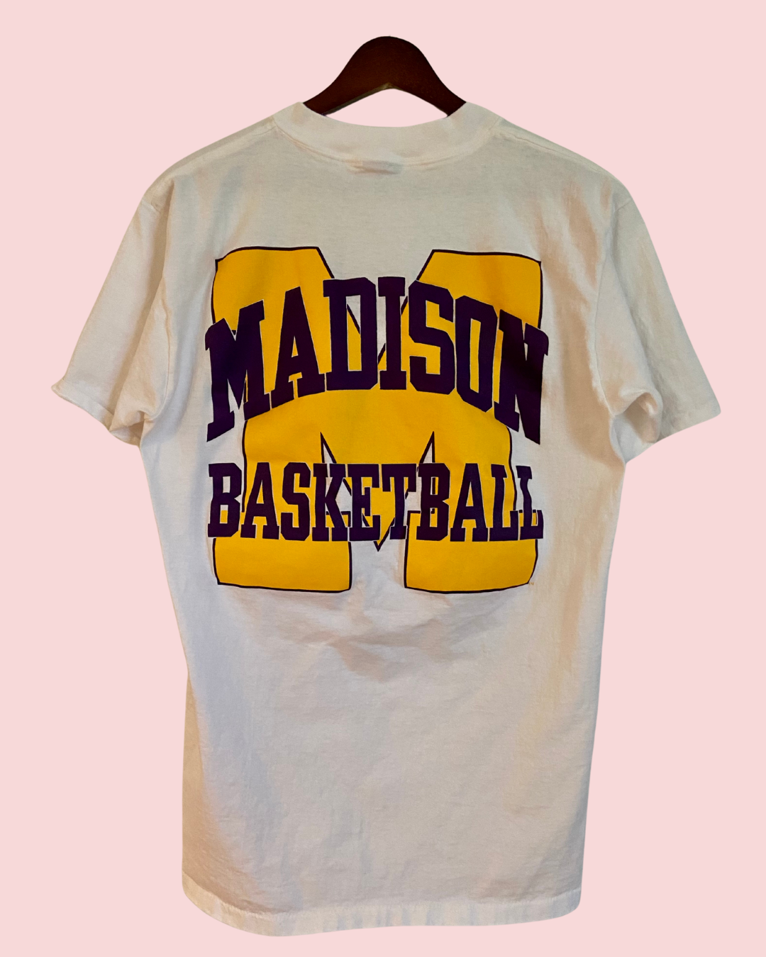 Vintage 90's Madison Basketball White Single-Stitch Pocket T-Shirt