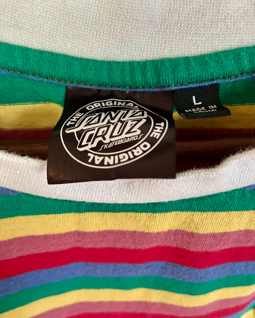 Santa Cruz Skateboards Striped Embroidered T-shirt