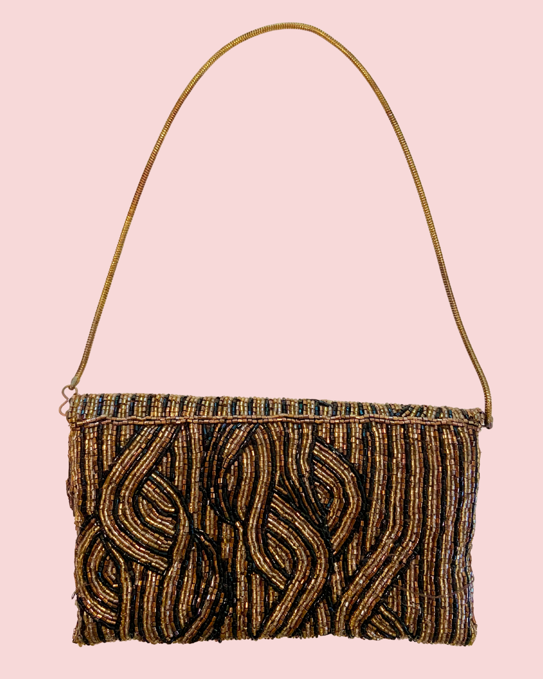 Jessica McClintock Beaded Clutch with Satin Lining and Chain