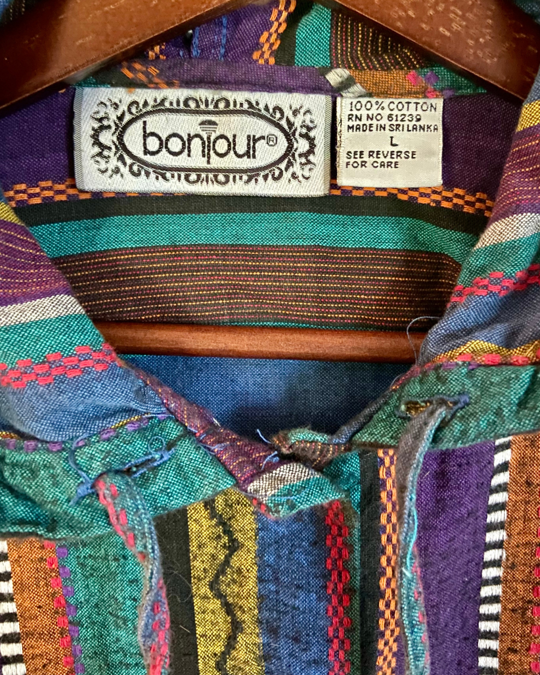 Vintage 90's Striped Boho Long Sleeved Button Down Hoodie