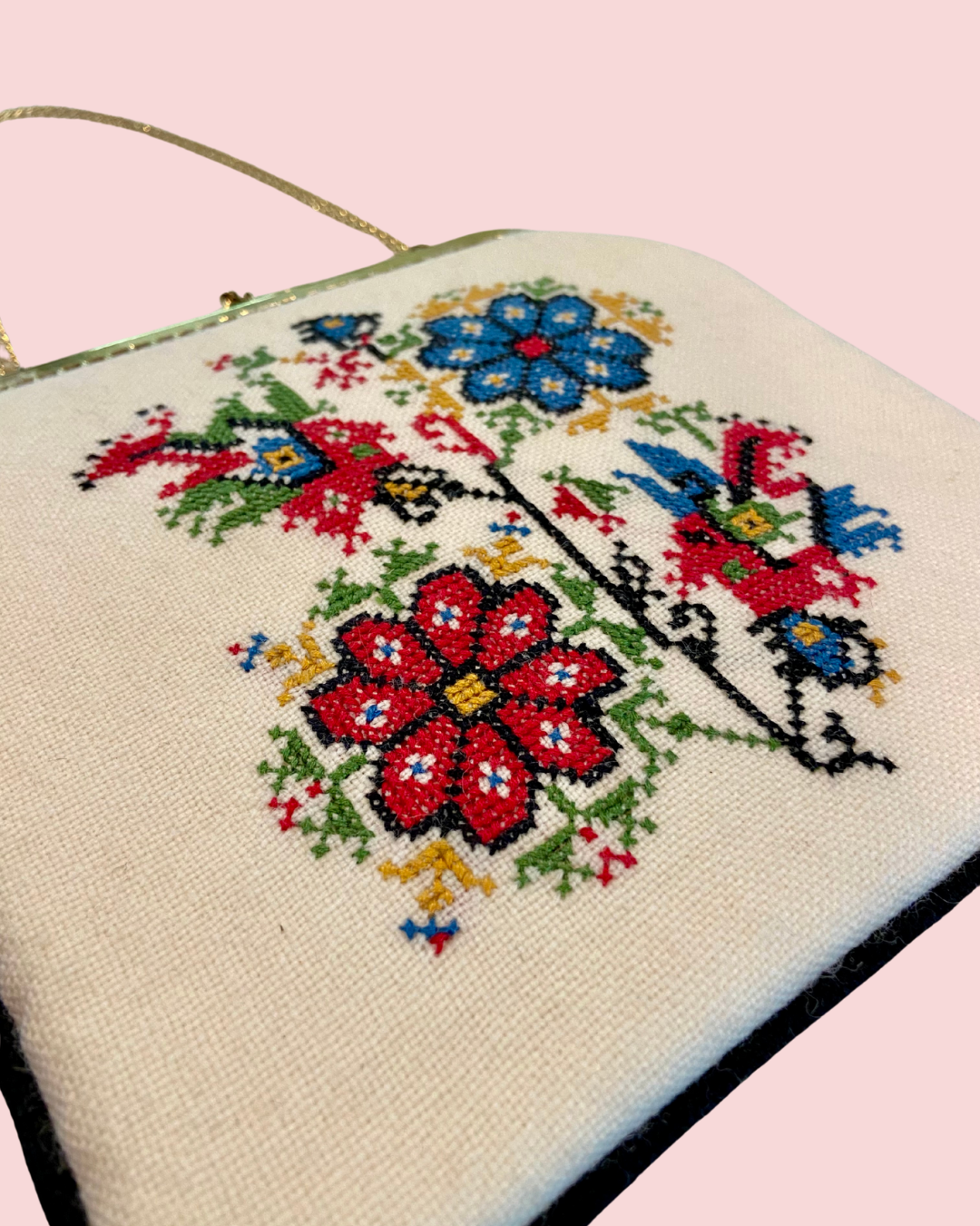 1960's Japanese Glass Seed Bead Clutch with Chain