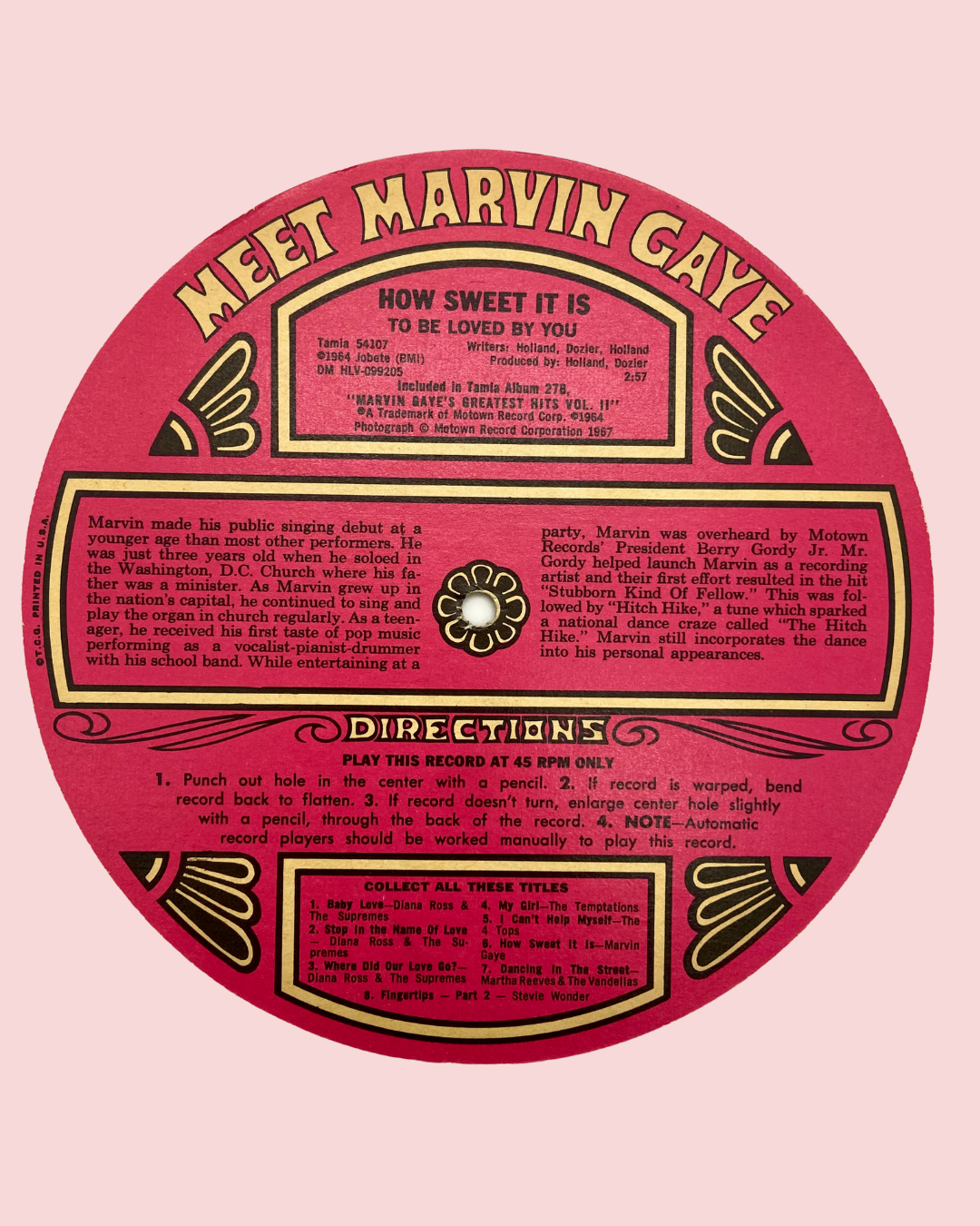 Marvin Gaye – How Sweet It Is (To Be Loved By You) Topps Chewing Gum Flexi Disc
