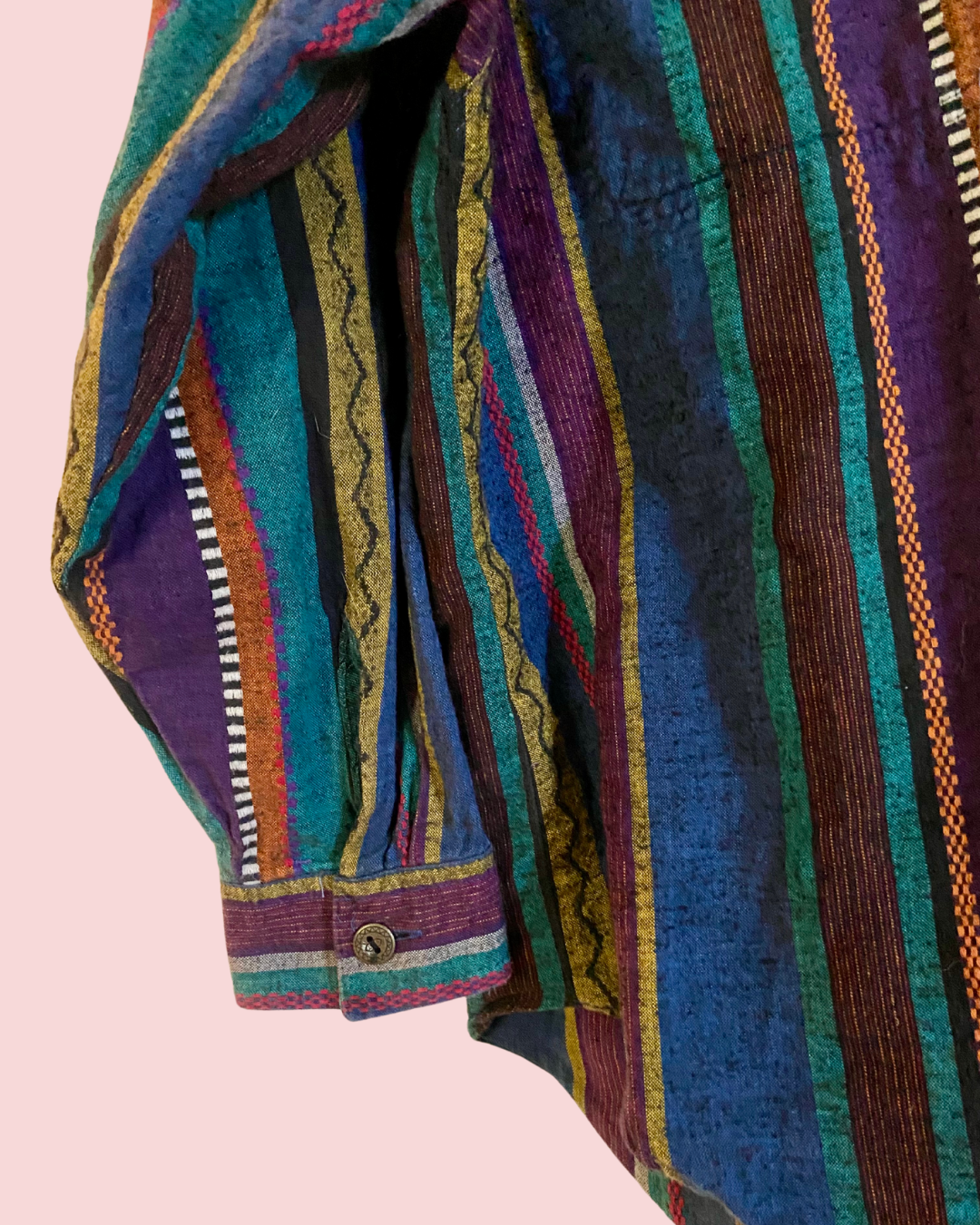 Vintage 90's Striped Boho Long Sleeved Button Down Hoodie