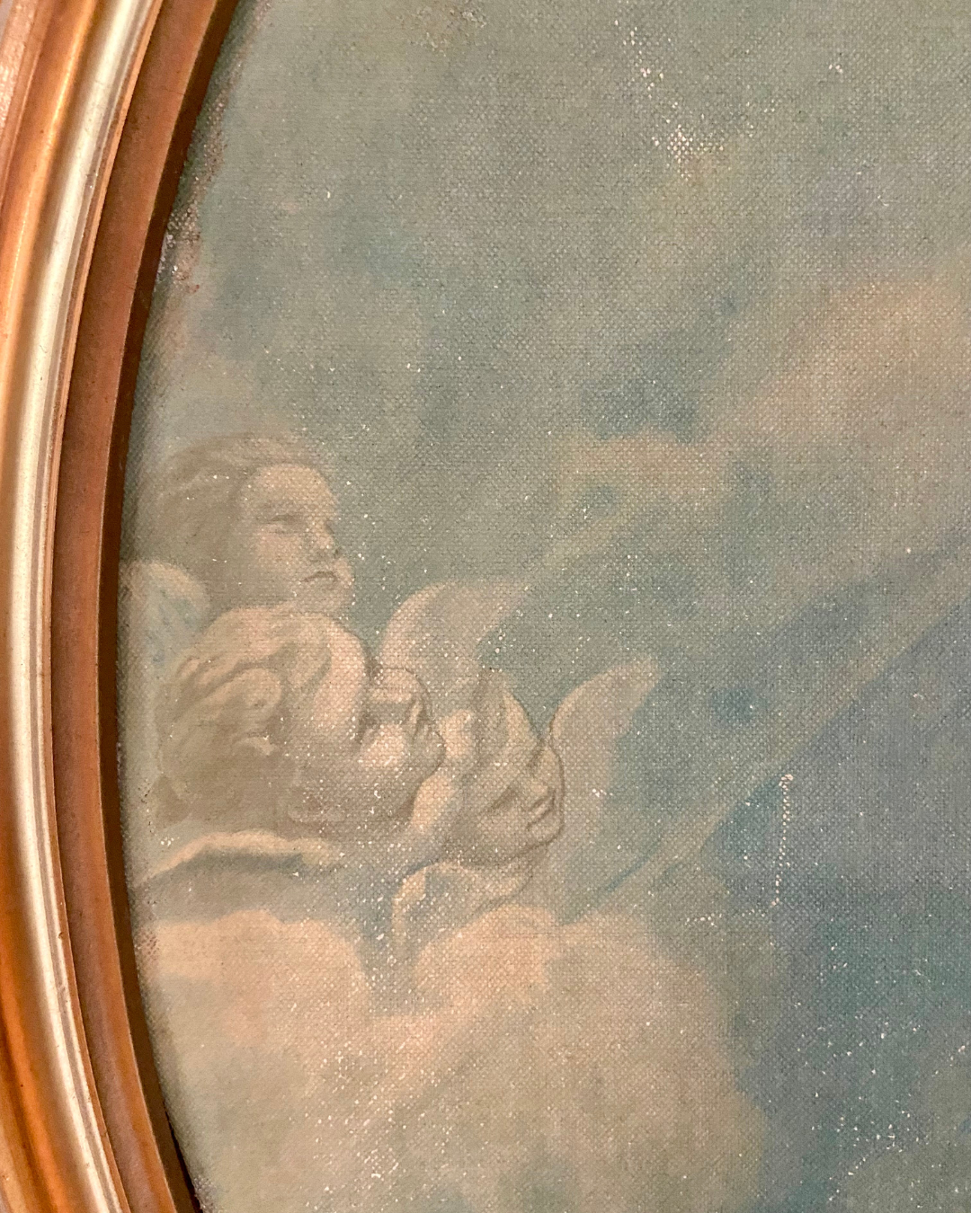 Vintage Large Framed Painting of Holy Virgin Mother Mary