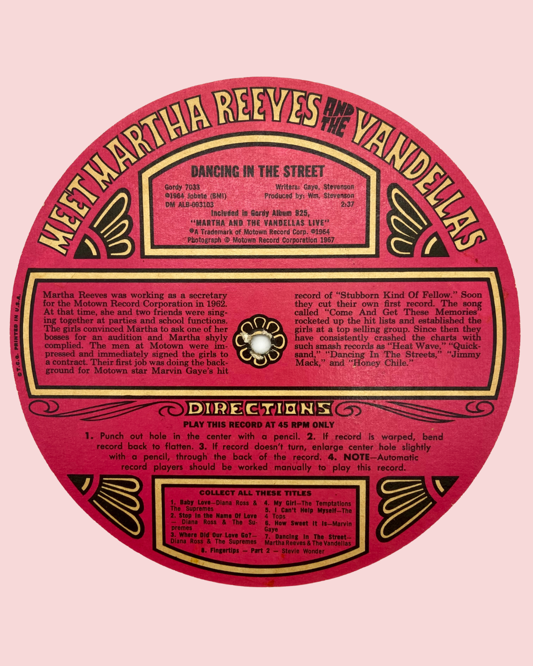 Martha & the Vandellas - Dancing in the Street - Topps Chewing Gum Flexi Disc