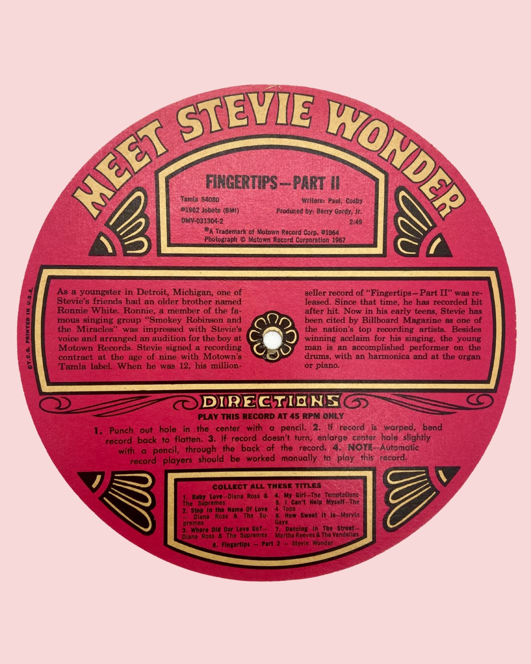 Stevie Wonder – Fingertips - Part Two, Topps Chewing Gum Flexi Disc