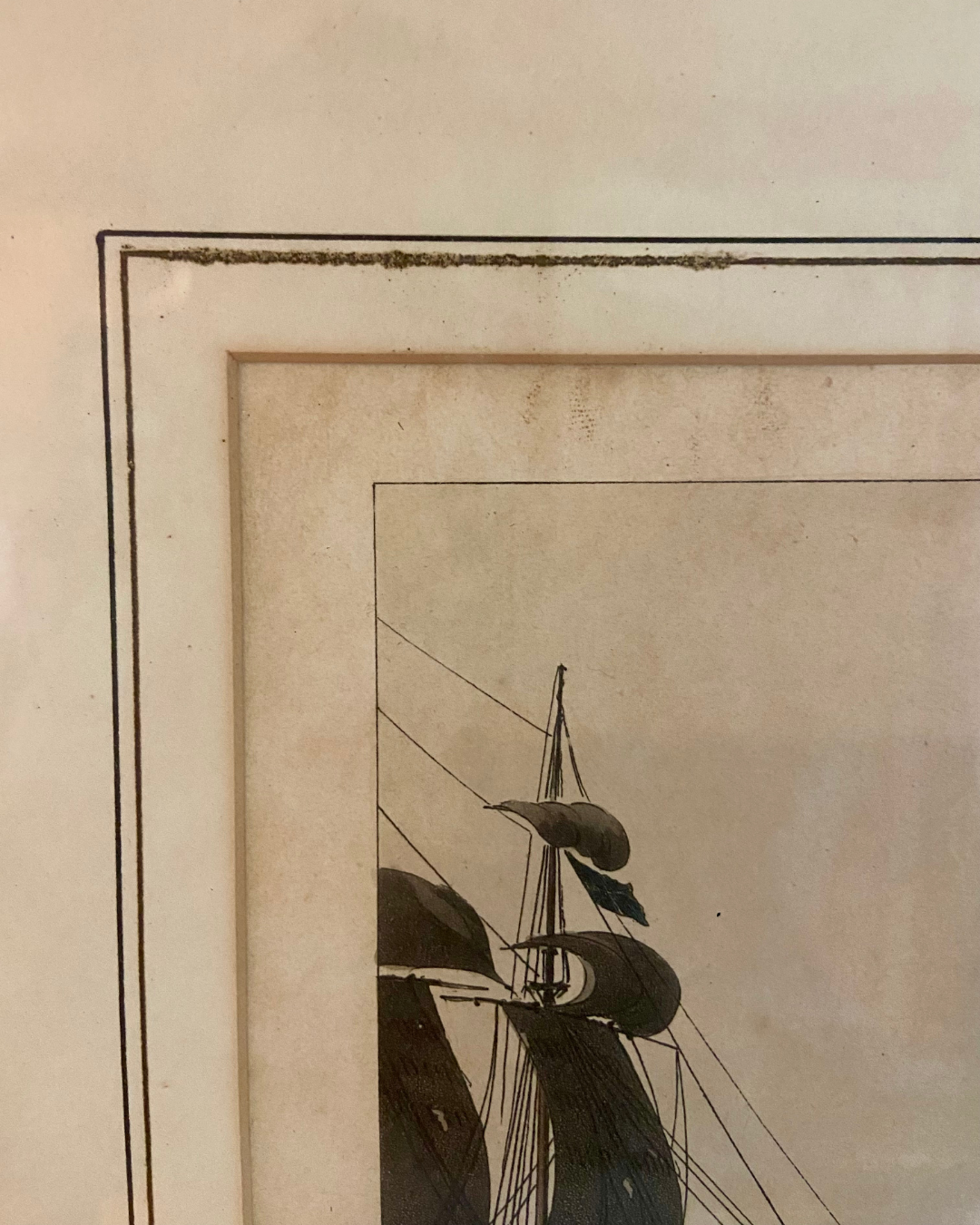 Antique Hand Colored Framed T. Whitcomb Battle of Trafalgar Engraving
