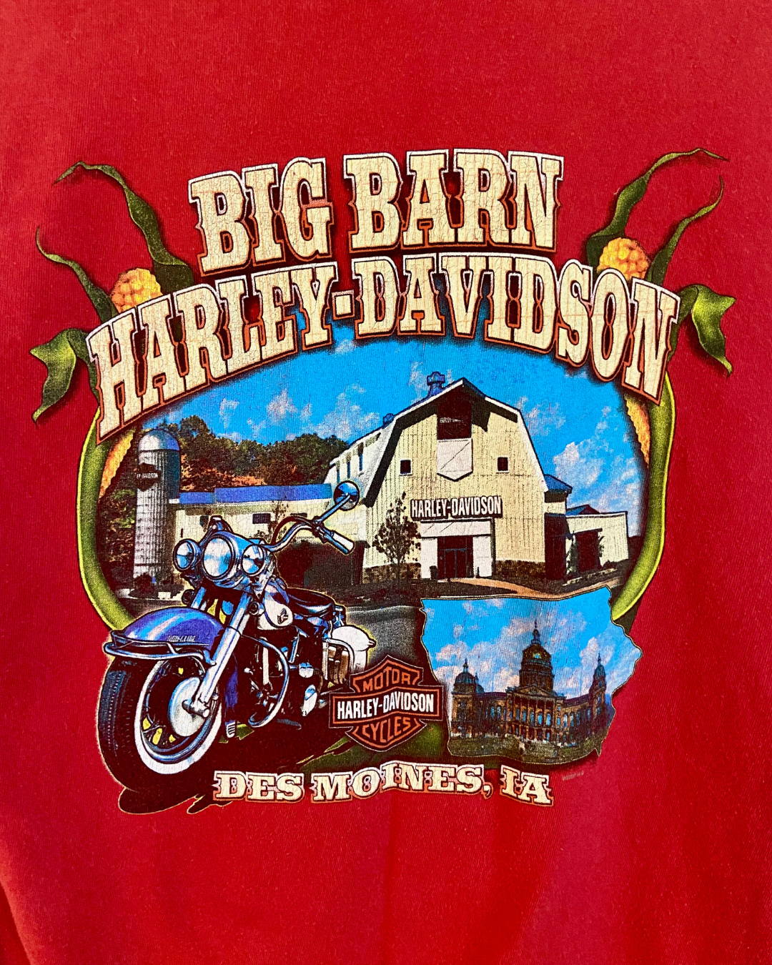 Red Big Barn Harley Davidson of Des Moines Indiana Tank Top Pocket T-Shirt