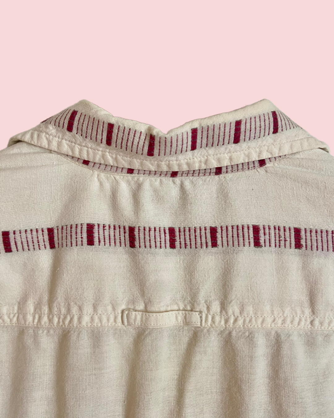 Vintage 1980's Krazy Kat Cotton Weaved Striped Short Sleeved Button Down