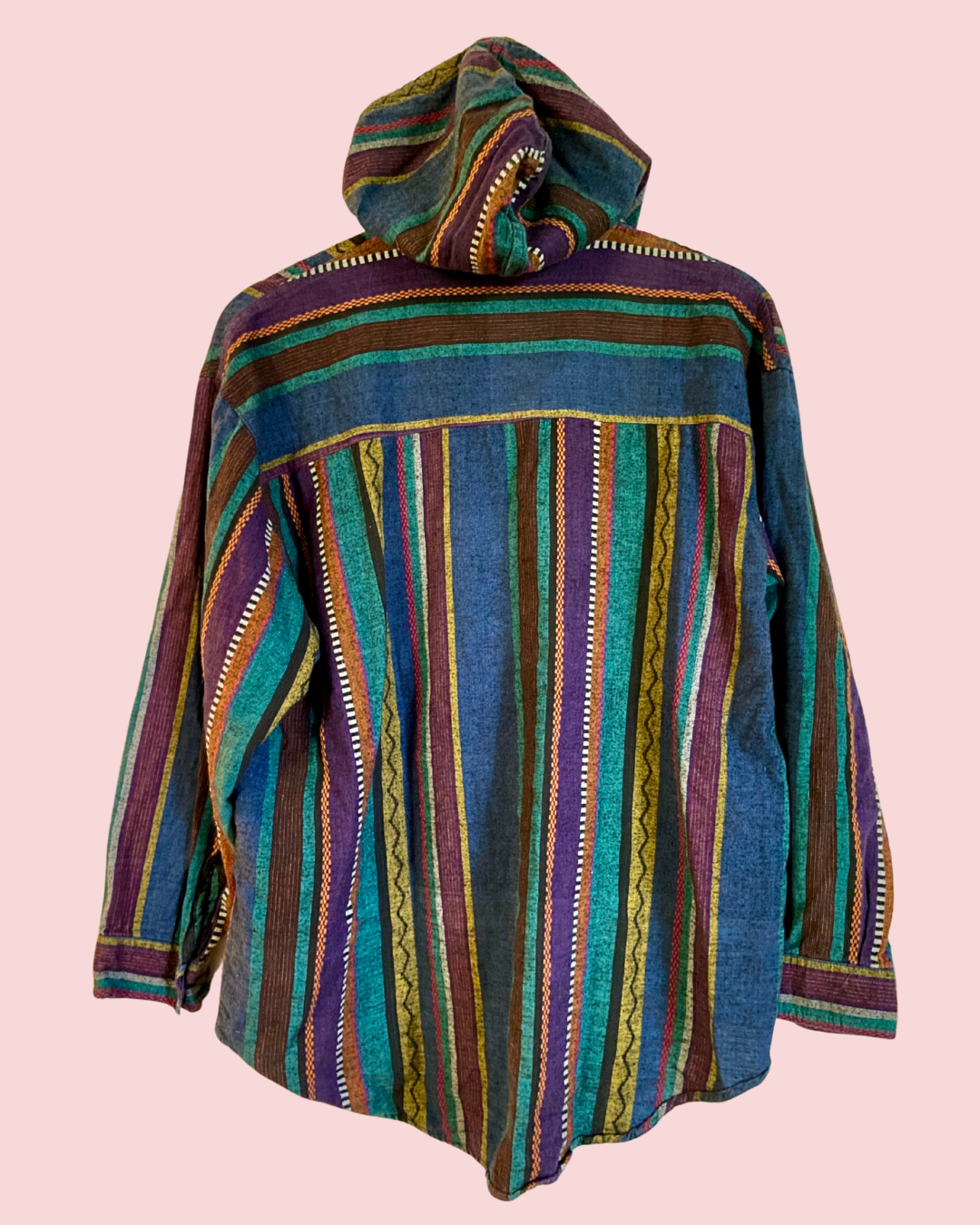 Vintage 90's Striped Boho Long Sleeved Button Down Hoodie