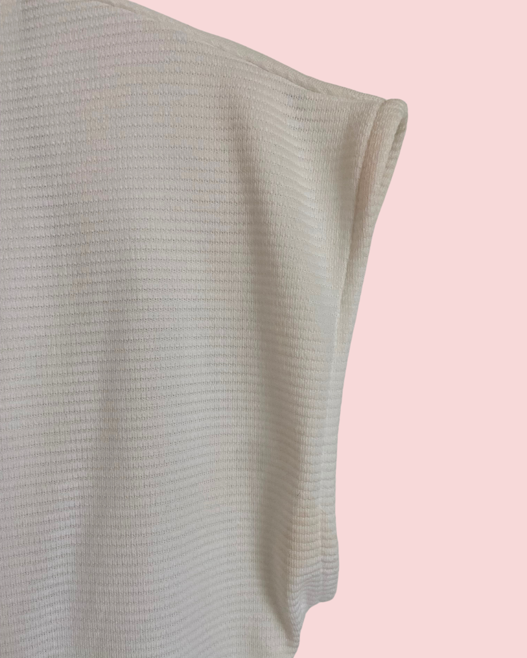 1980's Avon Fashions Ribbed Zipper Body Con White Dress with Shoulder Pads