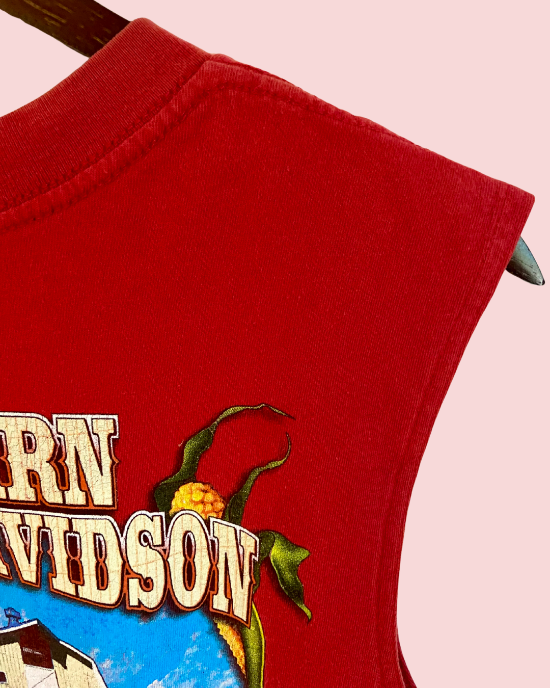 Red Big Barn Harley Davidson of Des Moines Indiana Tank Top Pocket T-Shirt