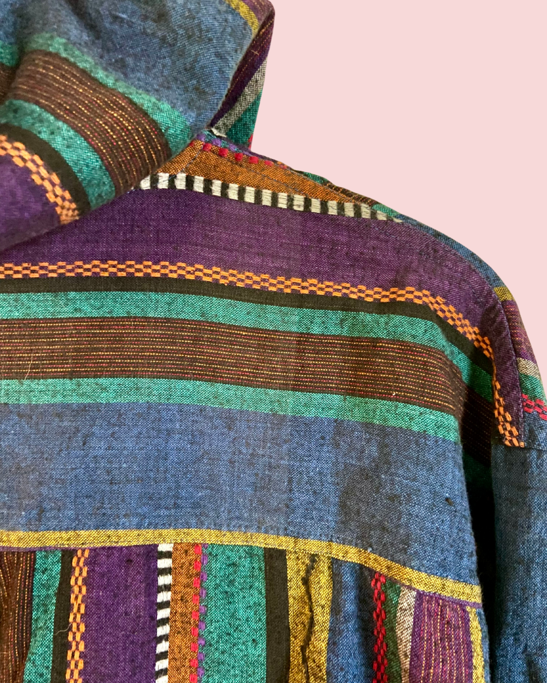 Vintage 90's Striped Boho Long Sleeved Button Down Hoodie