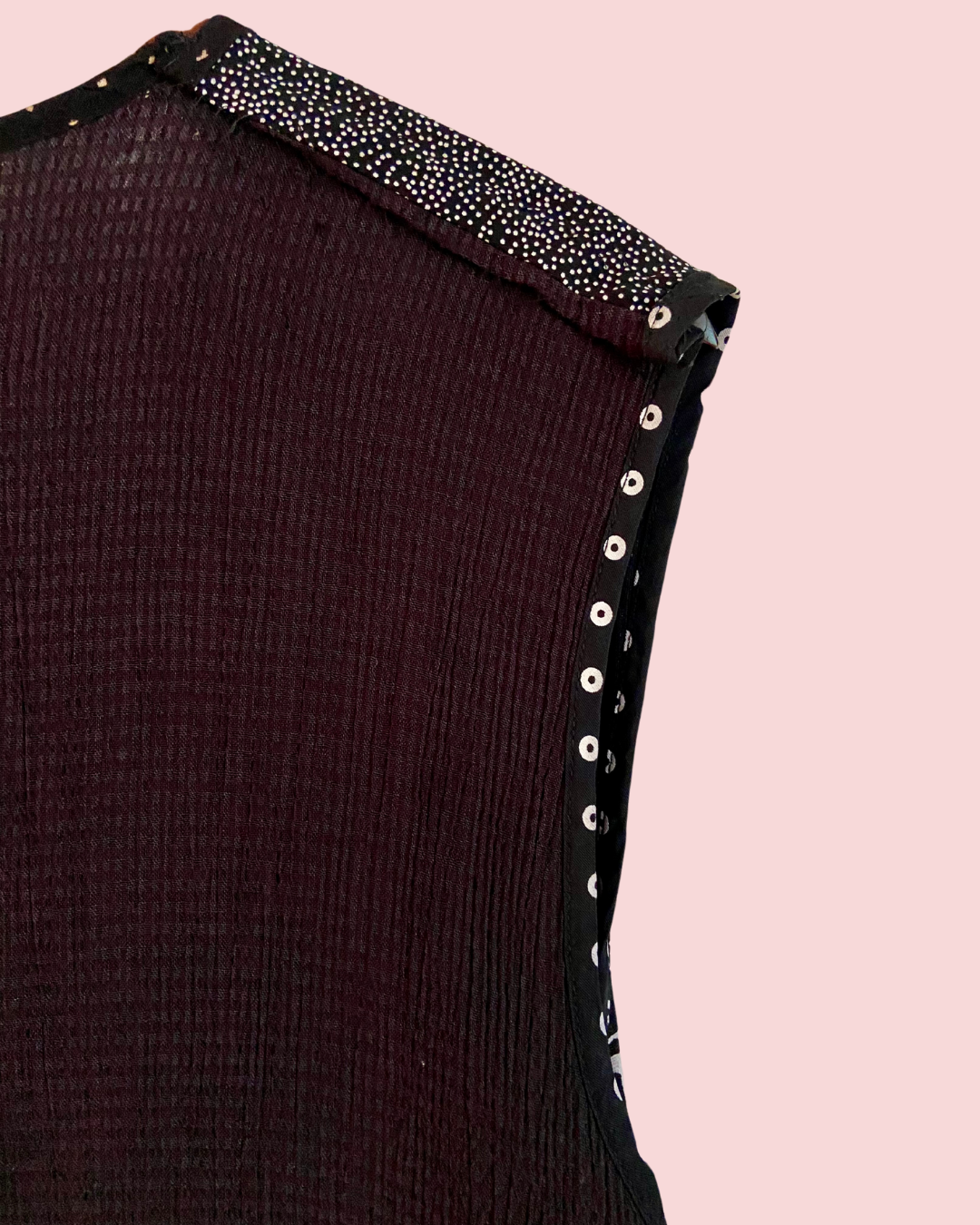 K.D. Spring Patterned Rayon Open Vest with Hook Closures