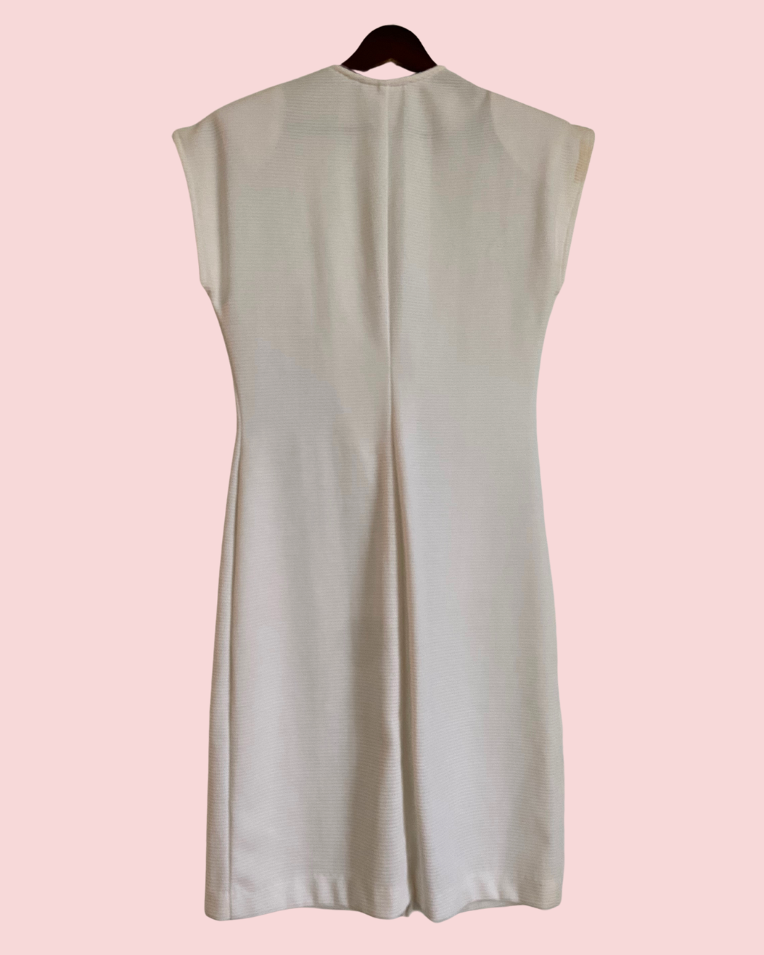 1980's Avon Fashions Ribbed Zipper Body Con White Dress with Shoulder Pads