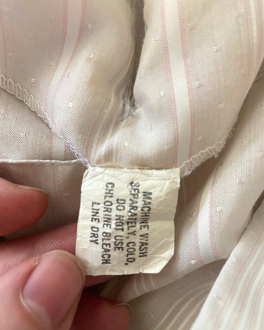 Vintage 70's Union Made White Cotton Dress