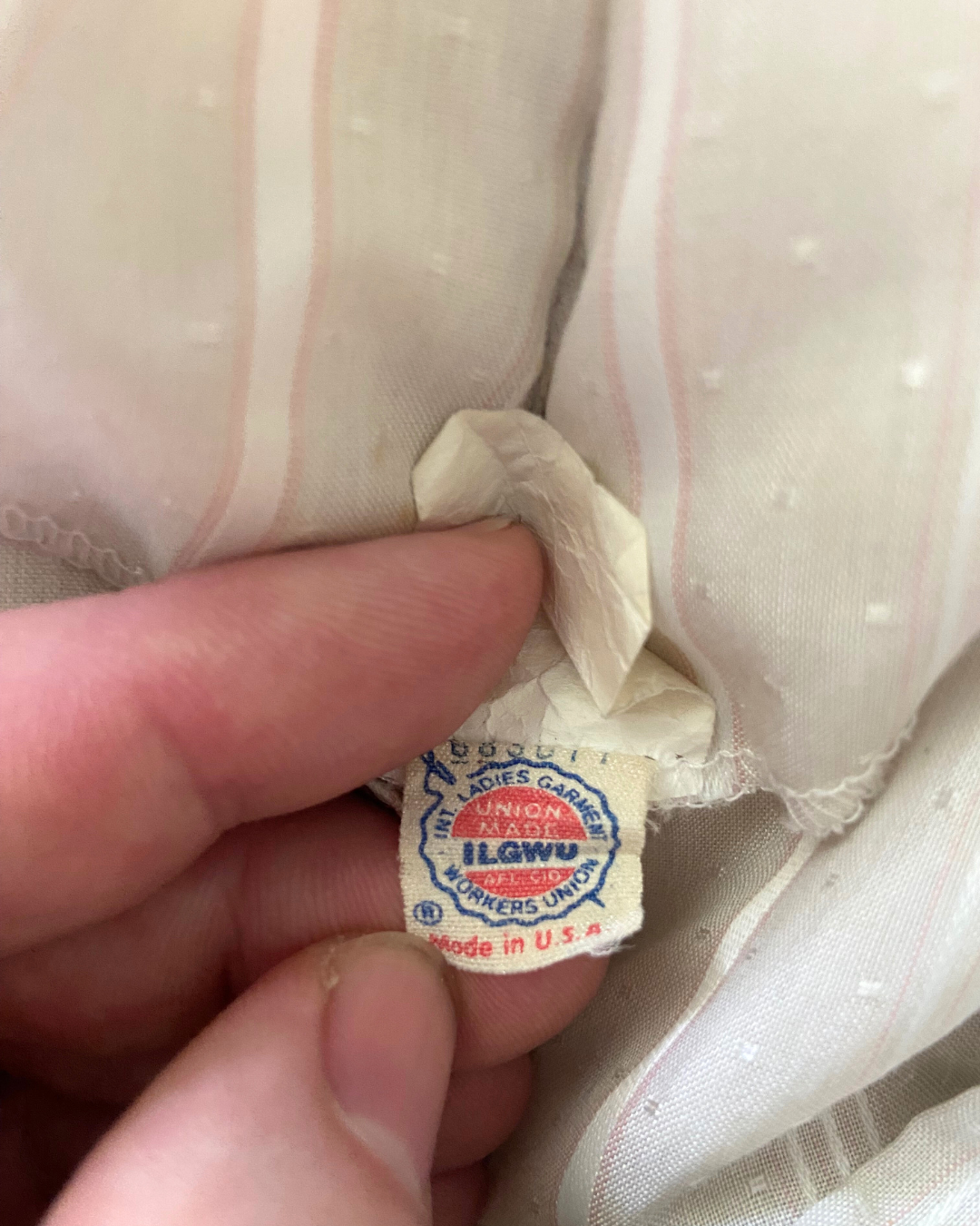 Vintage 70's Union Made White Cotton Dress