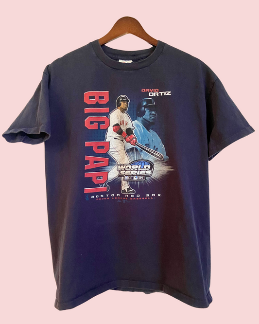 David Ortiz Big Papi World Series 2004 Dark Blue Graphic T-Shirt
