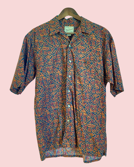 Woolrich Patterned Collard Short Sleeve Button Up Shirt