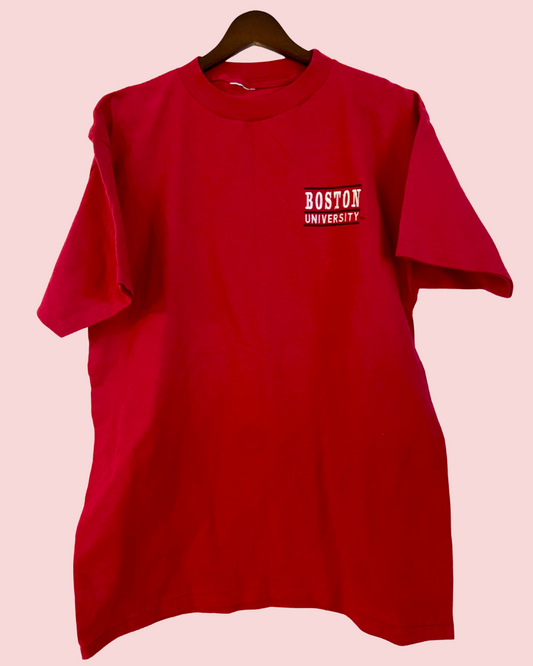 Boston University Embroidered Red T-Shirt