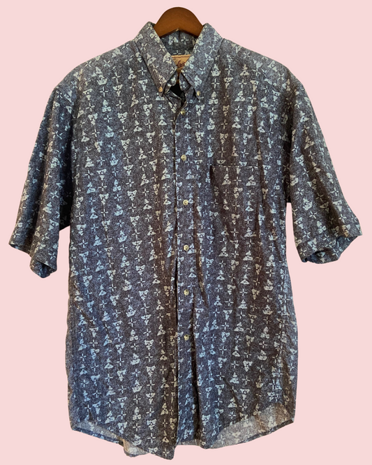 Woolrich Patterned Collard Short Sleeve Button Up Shirt