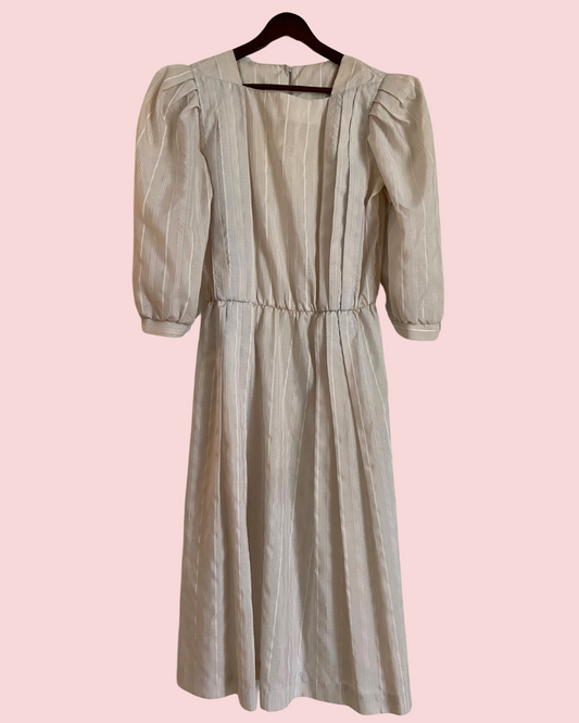 Vintage 70's Union Made White Cotton Dress
