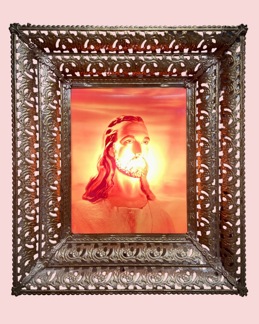 Metal Framed Illuminated Holographic Jesus Shrine