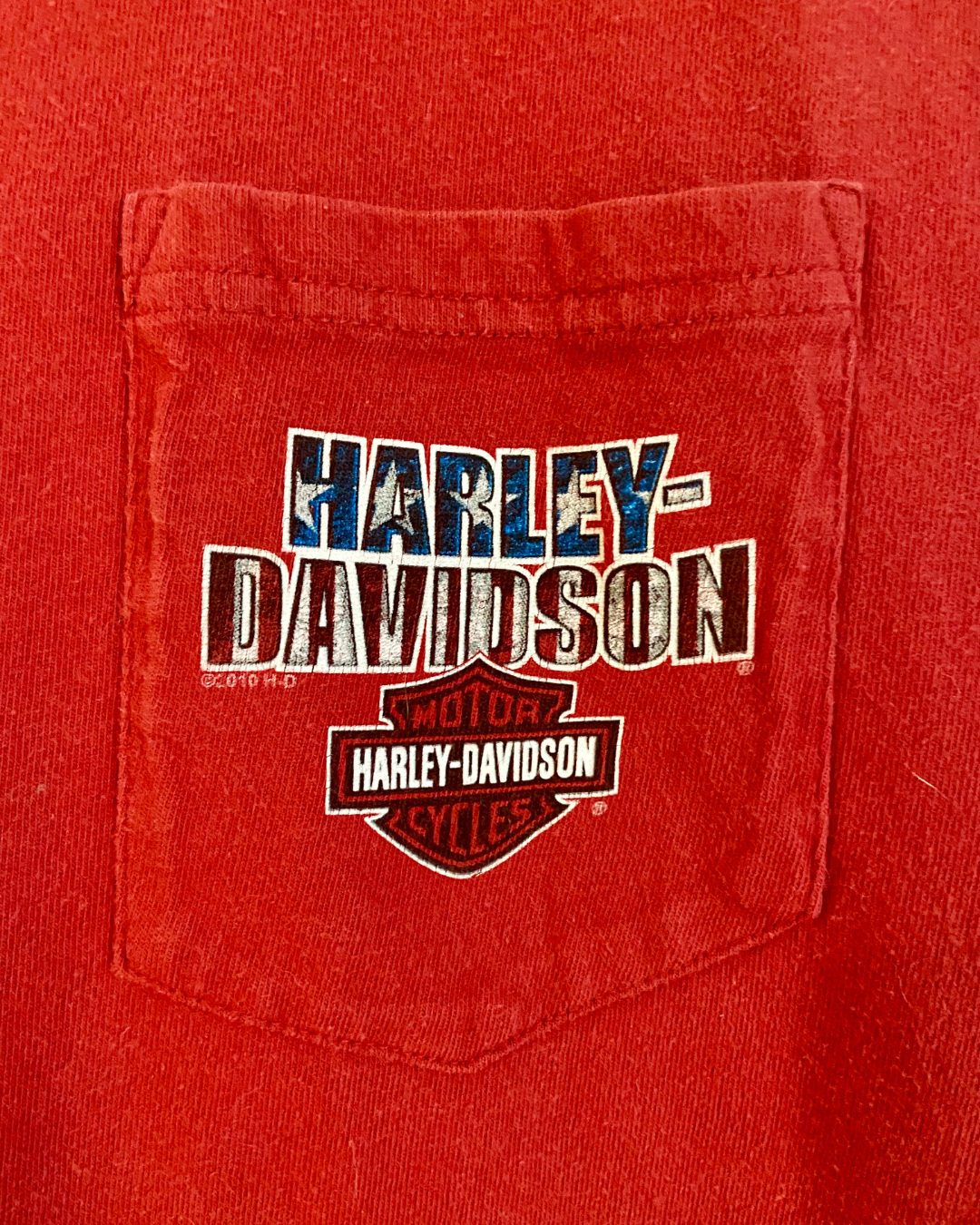 Red Big Barn Harley Davidson of Des Moines Indiana Tank Top Pocket T-Shirt